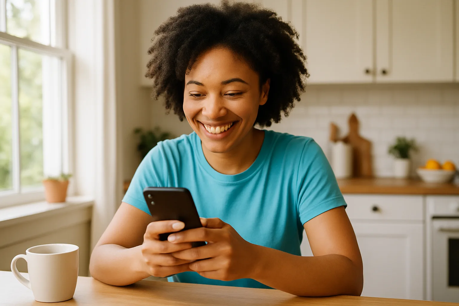 Person smiling while messaging on a smartphone — start dating in Edinburgh